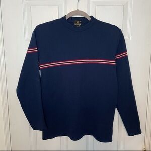 Vintage Norvyk Pure Virgin Wool Cozy Crewneck Pullover Blue & Red Sweater Medium